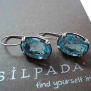 W2177 Silpada Blue Pool Aqua Glass Earrings